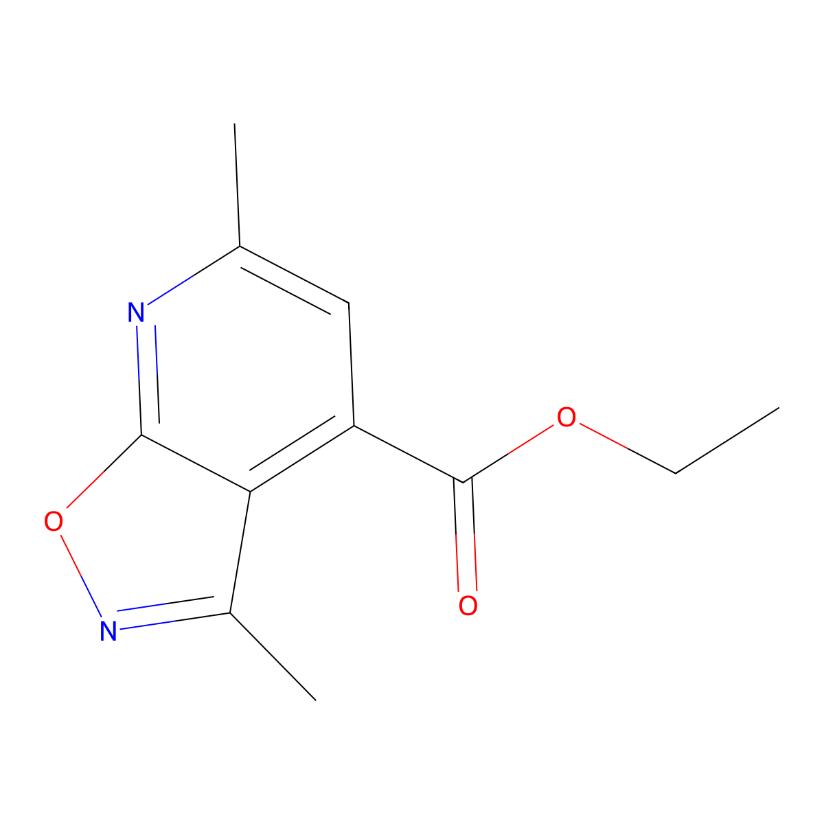 Ethyl 3,6-dimethyl-[1,2]oxazolo[5,4-b]pyridine-4-carboxylate molecular structure, CAS 1181458-53-6