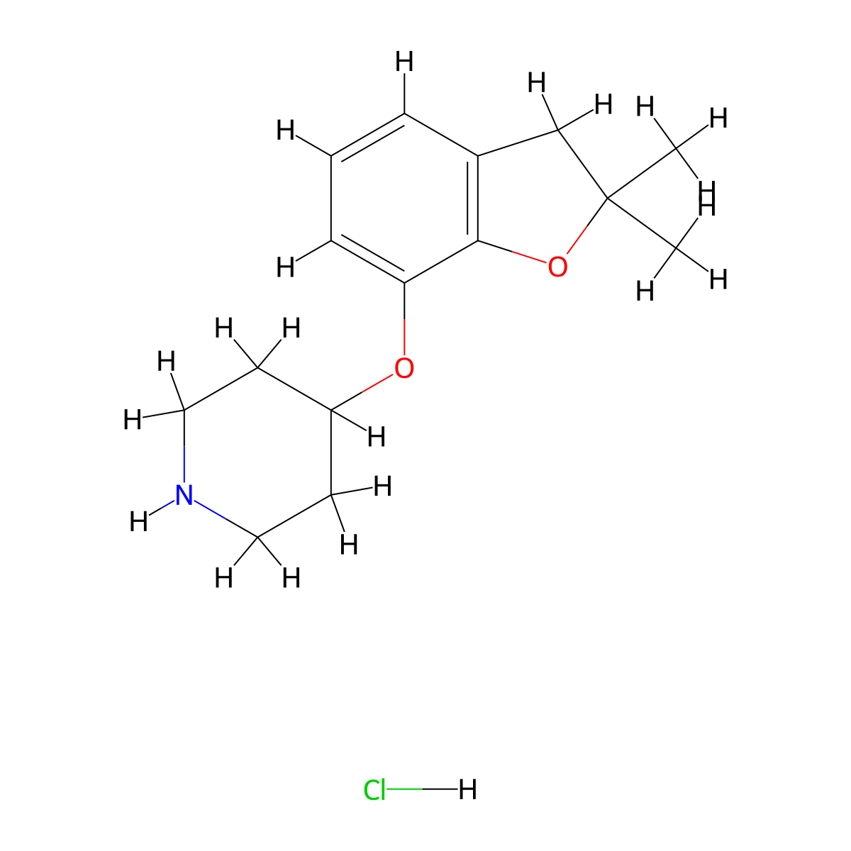 4-((2,2-Dimethyl-2,3-dihydro-1-benzofuran-7-yl)oxy)piperidine hydrochloride molecular structure, CAS 1181458-55-8