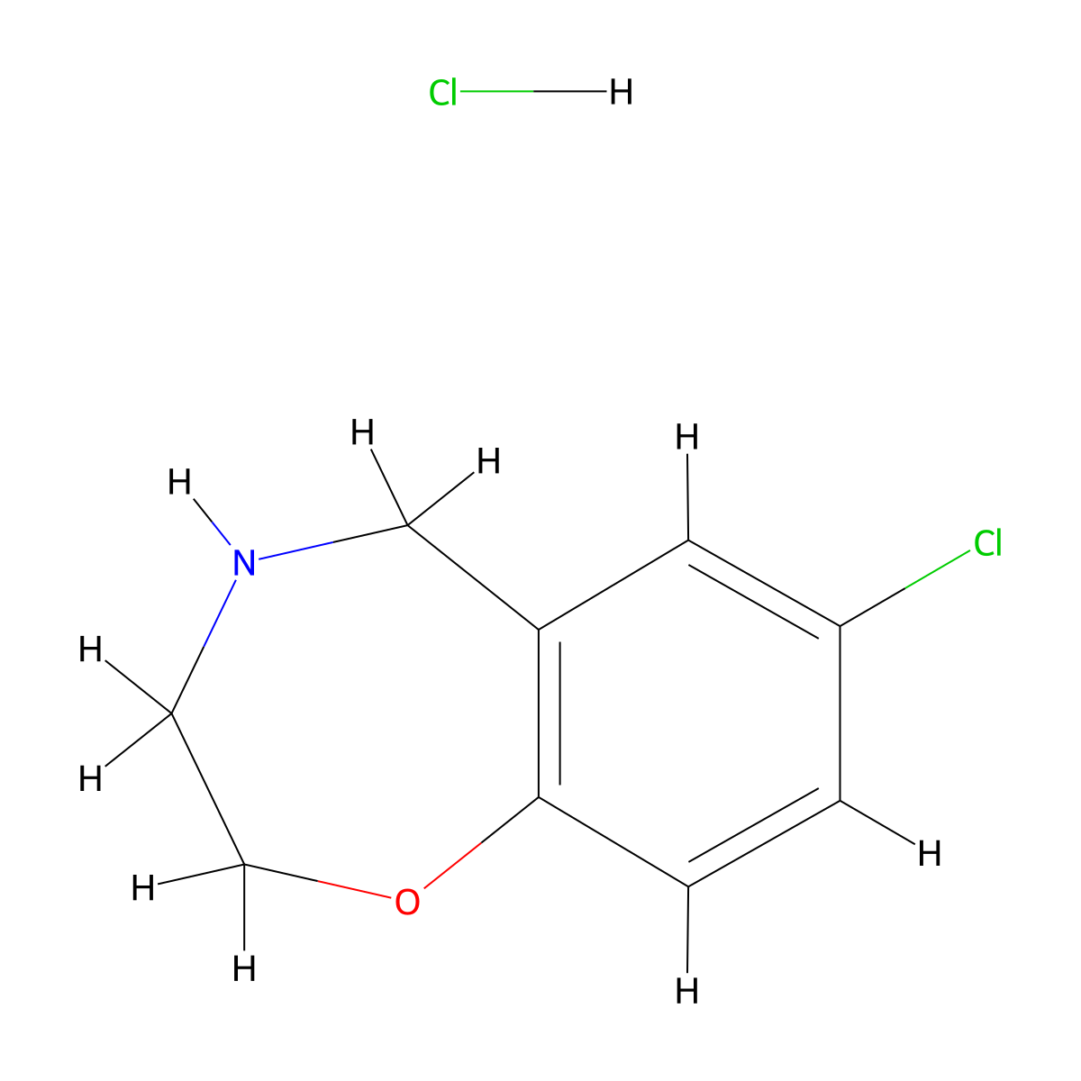 7-Chloro-2,3,4,5-tetrahydrobenzo[f][1,4]oxazepine hydrochloride molecular structure, CAS 1181458-57-0