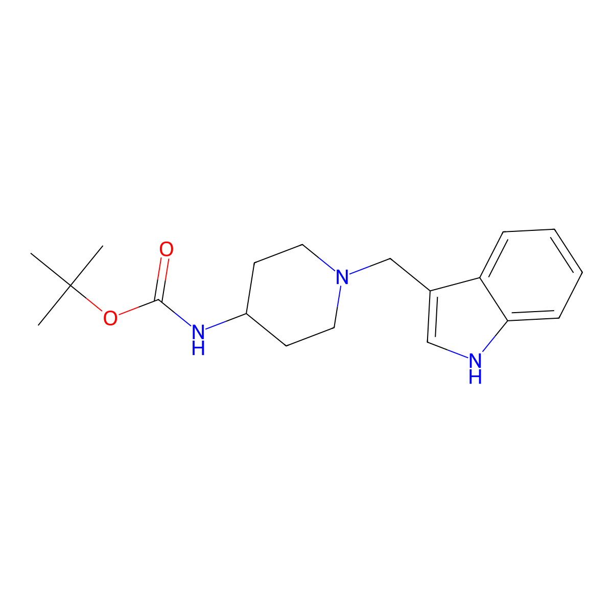 tert-butyl N-[1-(1H-indol-3-ylmethyl)piperidin-4-yl]carbamate molecular structure, CAS 1181458-58-1