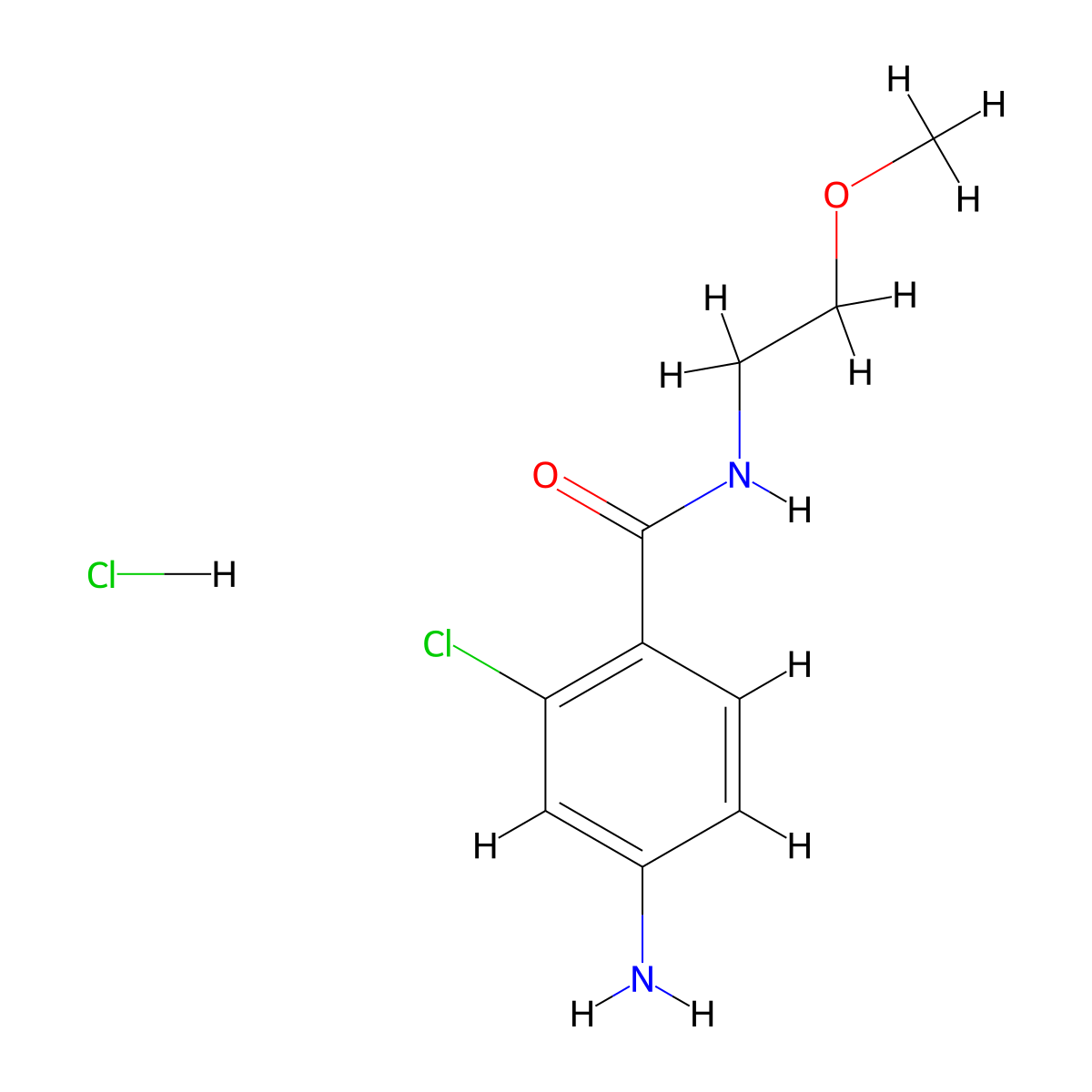4-amino-2-chloro-N-(2-methoxyethyl)benzamide hydrochloride molecular structure, CAS 1181458-61-6