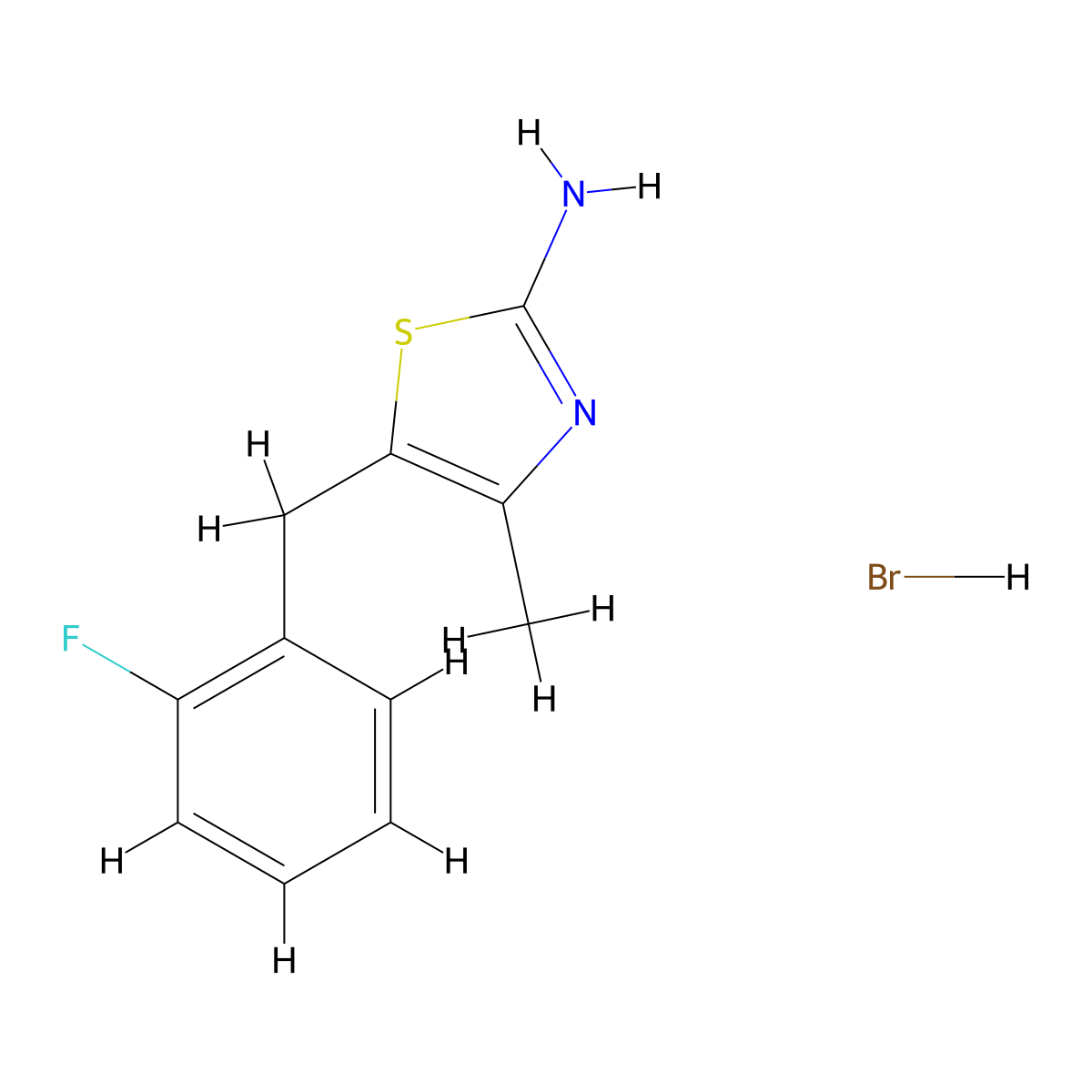 5-((2-Fluorophenyl)methyl)-4-methyl-1,3-thiazol-2-amine hydrobromide molecular structure, CAS 1181458-64-9