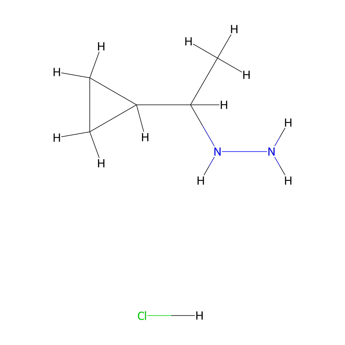 (1-Cyclopropylethyl)hydrazine hydrochloride molecular structure, CAS 1181458-68-3