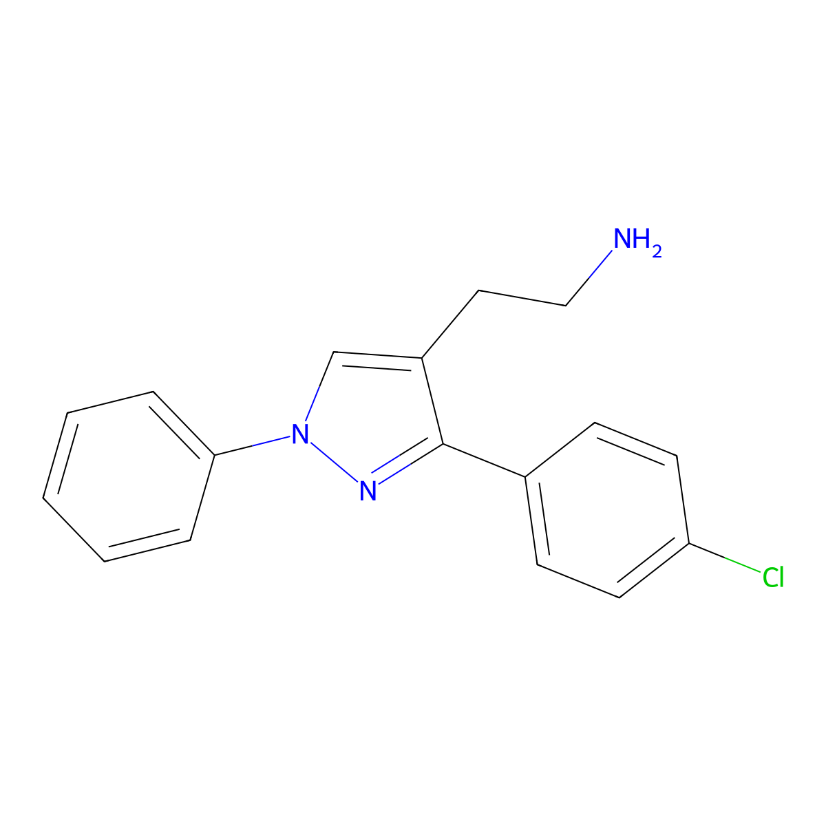 2-[3-(4-chlorophenyl)-1-phenyl-1H-pyrazol-4-yl]ethan-1-amine molecular structure, CAS 1181458-69-4