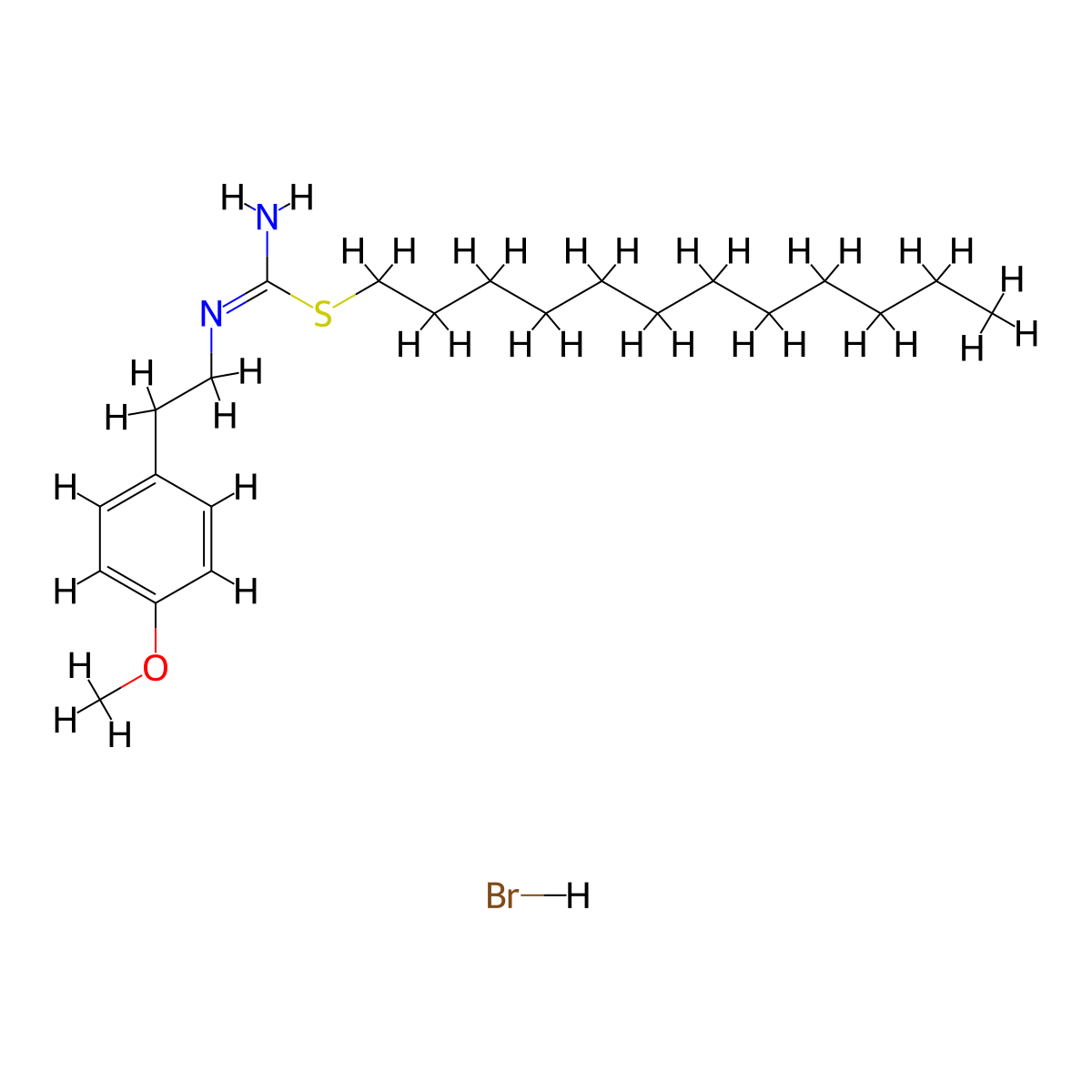 (dodecylsulfanyl)-N-[2-(4-methoxyphenyl)ethyl]methanimidamide hydrobromide molecular structure, CAS 1181458-71-8