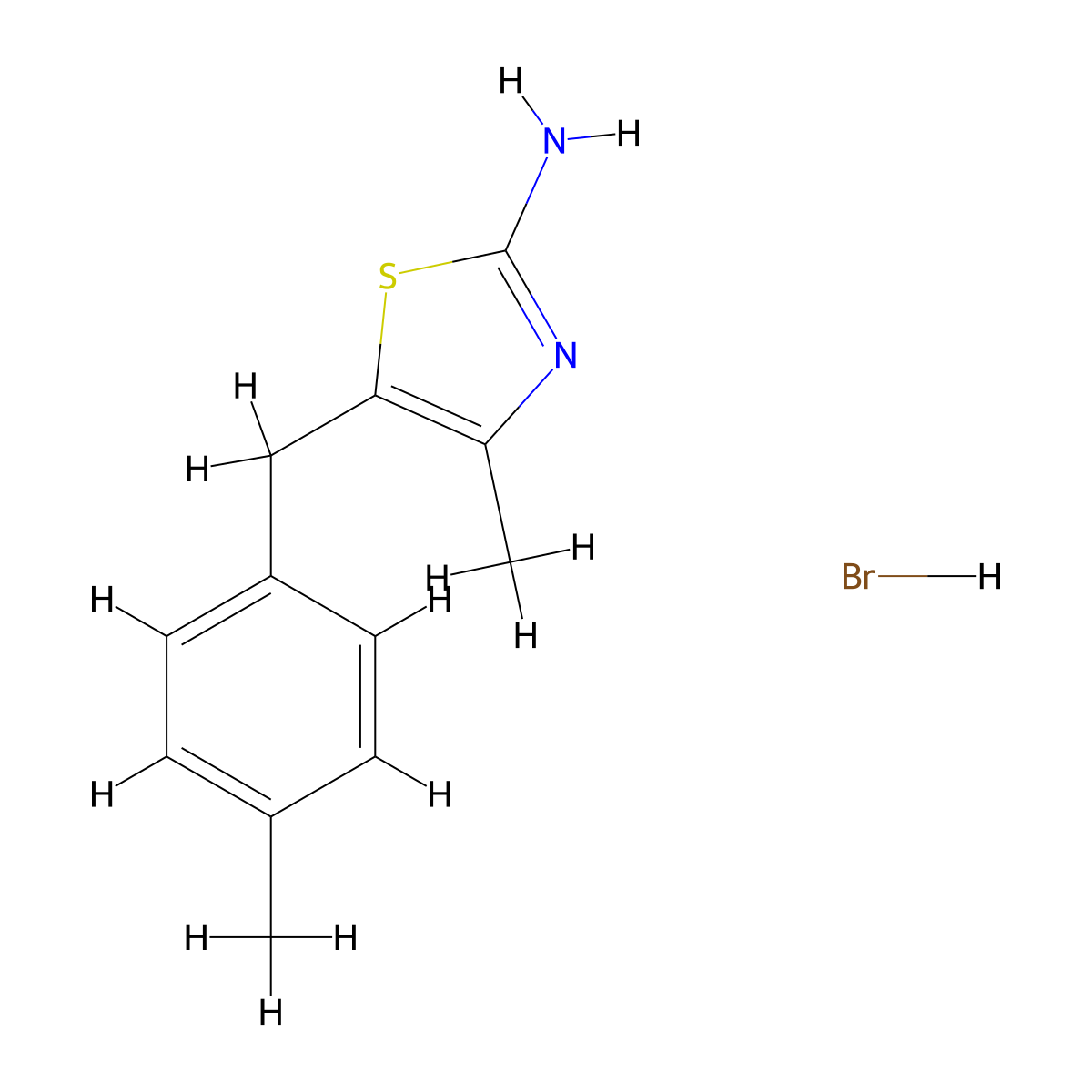 4-Methyl-5-((4-methylphenyl)methyl)-1,3-thiazol-2-amine hydrobromide molecular structure, CAS 1181458-74-1