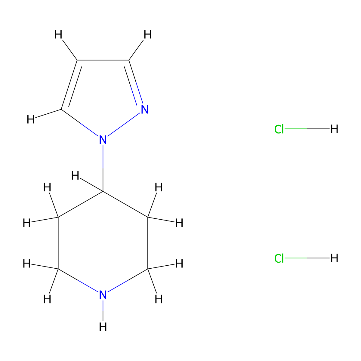 4-(1H-pyrazol-1-yl)piperidine dihydrochloride molecular structure, CAS 1181458-83-2