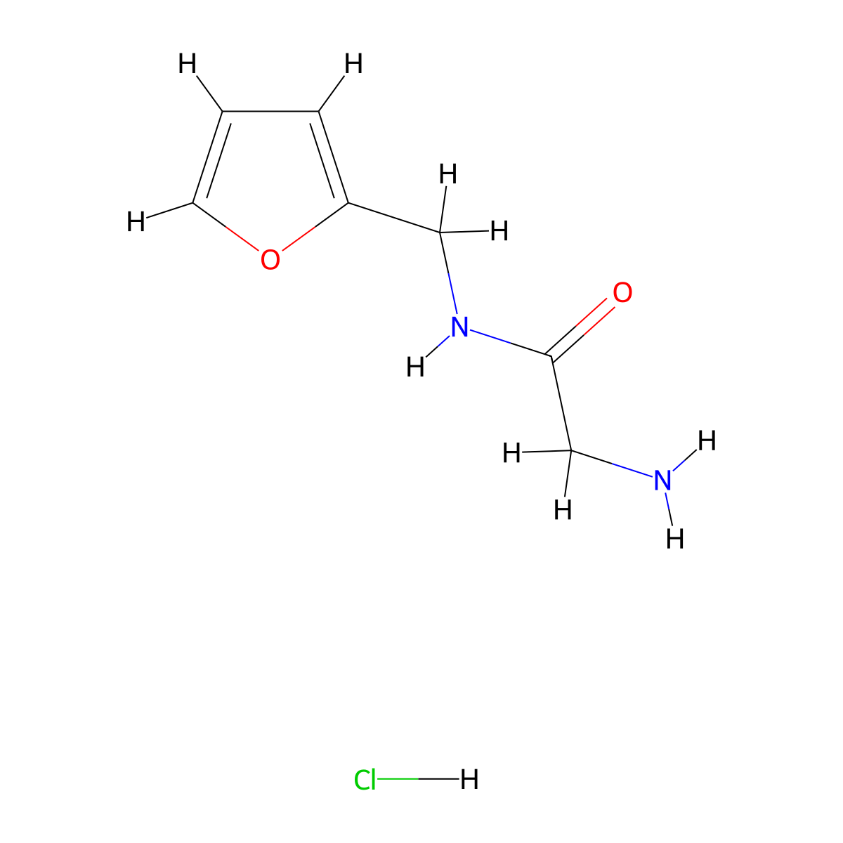 2-amino-N-((furan-2-yl)methyl)acetamide hydrochloride molecular structure, CAS 1181458-84-3