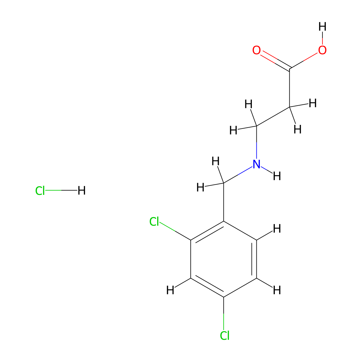 3-{[(2,4-Dichlorophenyl)methyl]amino}propanoic acid hydrochloride molecular structure, CAS 1181458-87-6