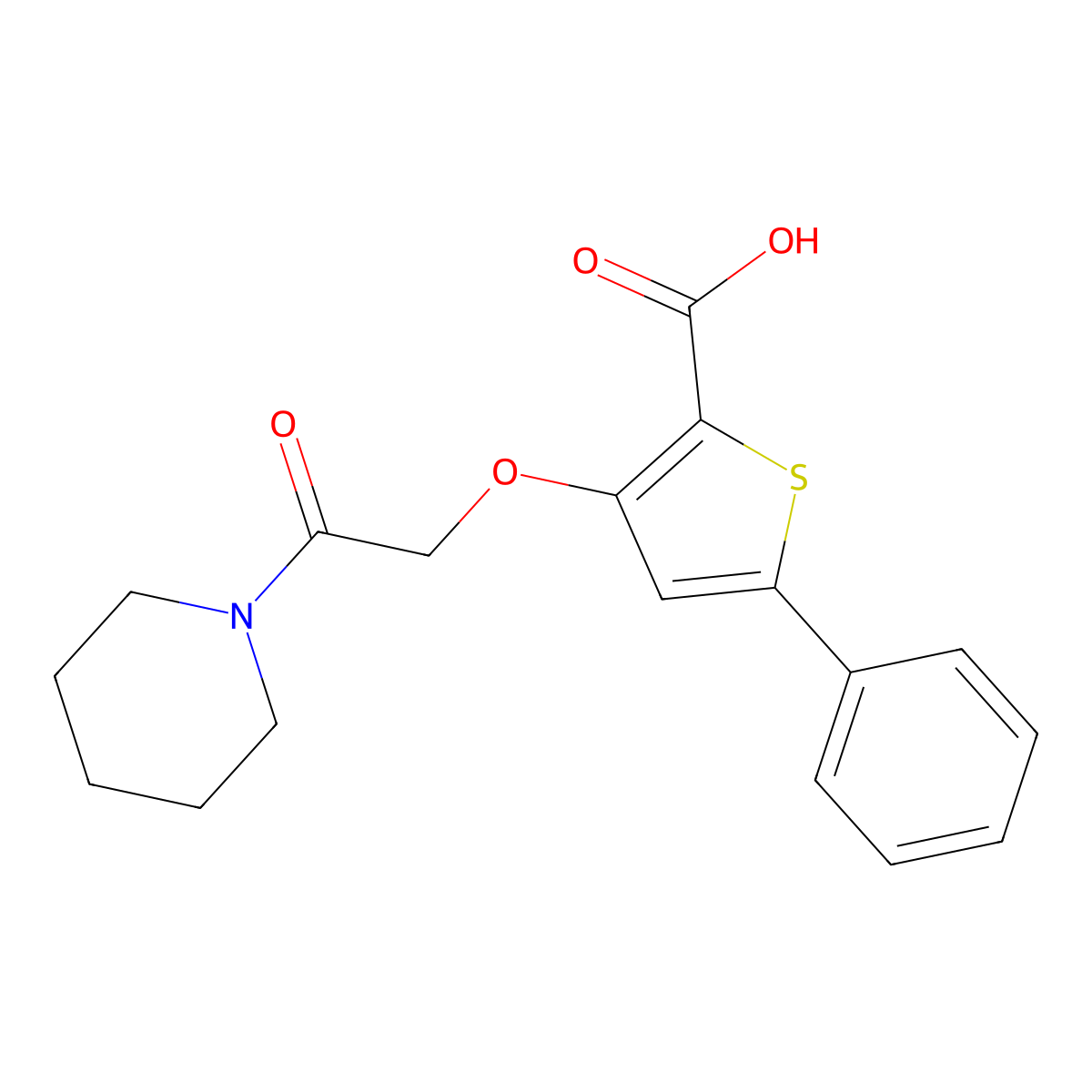 3-[2-Oxo-2-(piperidin-1-yl)ethoxy]-5-phenylthiophene-2-carboxylic acid molecular structure, CAS 1181458-89-8