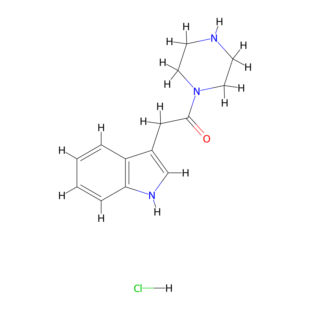 2-(1H-indol-3-yl)-1-(piperazin-1-yl)ethan-1-one hydrochloride molecular structure, CAS 1181458-97-8