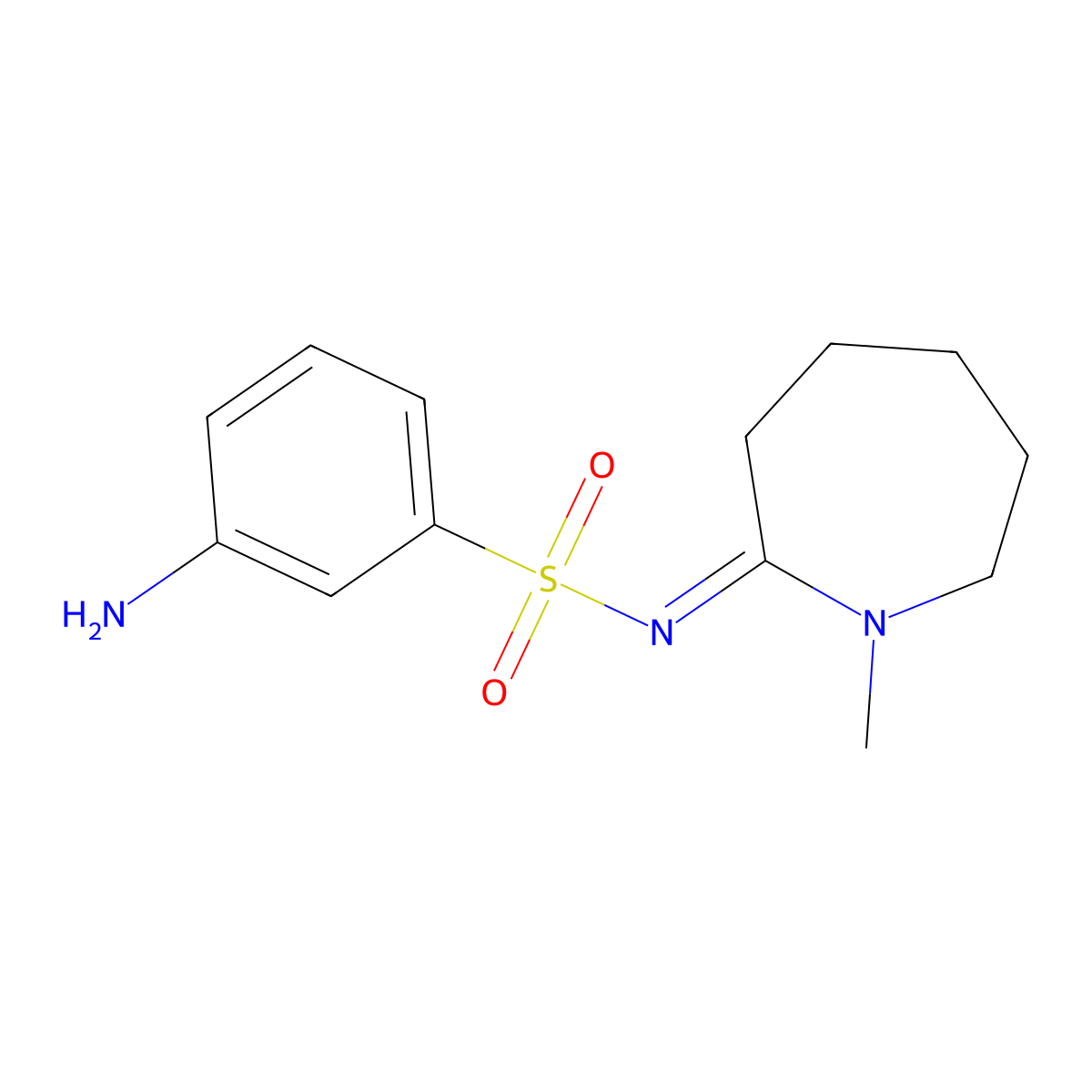 3-amino-N-(1-methylazepan-2-ylidene)benzene-1-sulfonamide molecular structure, CAS 1181459-02-8