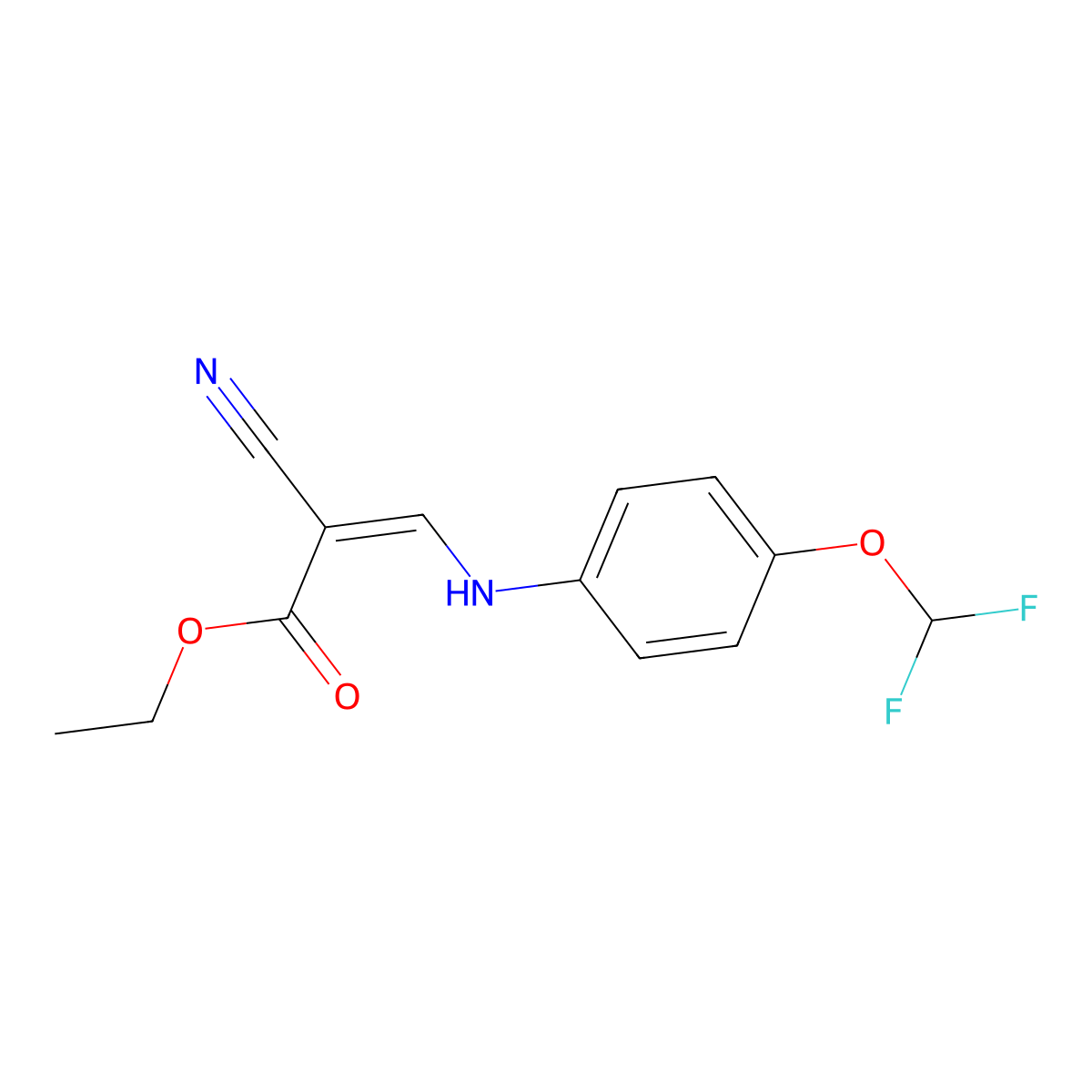 Ethyl 2-cyano-3-{[4-(difluoromethoxy)phenyl]amino}prop-2-enoate molecular structure, CAS 1181459-03-9