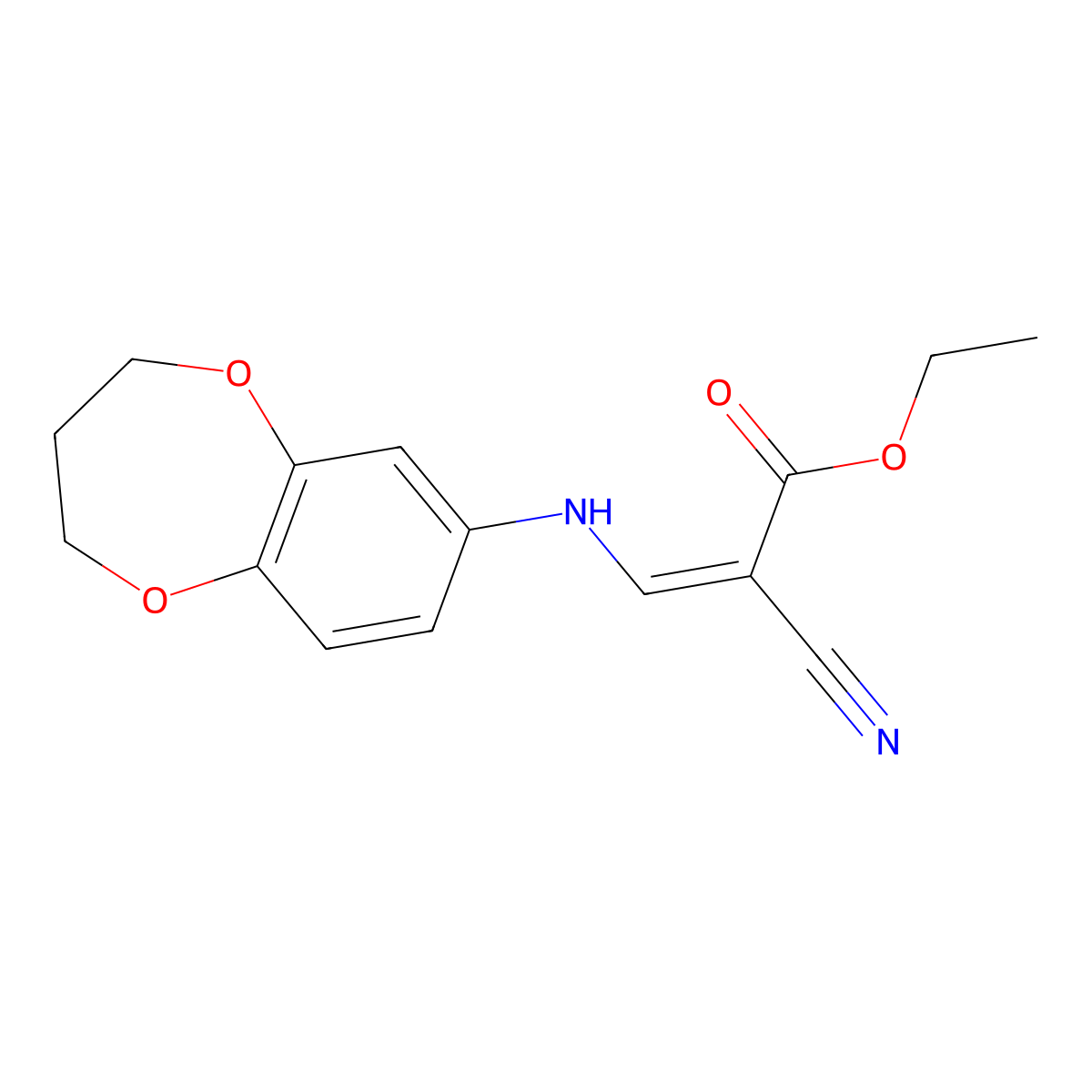 ethyl 2-cyano-3-[(3,4-dihydro-2H-1,5-benzodioxepin-7-yl)amino]prop-2-enoate molecular structure, CAS 1181463-90-0