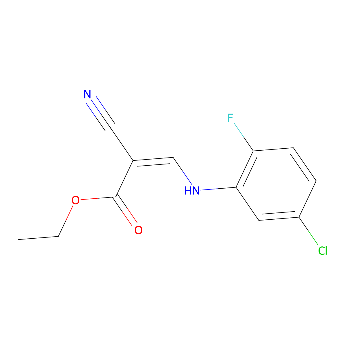 Ethyl 3-[(5-chloro-2-fluorophenyl)amino]-2-cyanoprop-2-enoate molecular structure, CAS 1181482-69-8