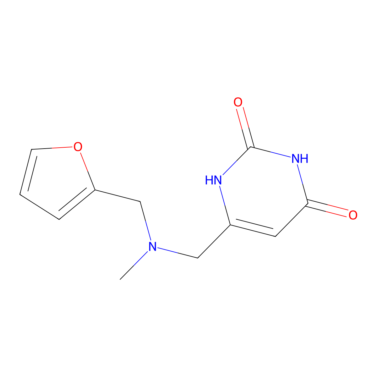 6-[[furan-2-ylmethyl(methyl)amino]methyl]-1H-pyrimidine-2,4-dione molecular structure, CAS 1181501-16-5