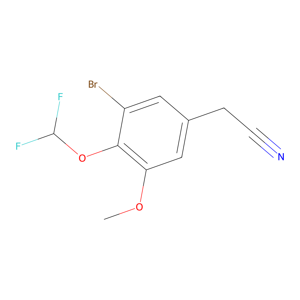 2-[3-Bromo-4-(difluoromethoxy)-5-methoxyphenyl]acetonitrile molecular structure, CAS 1181503-01-4