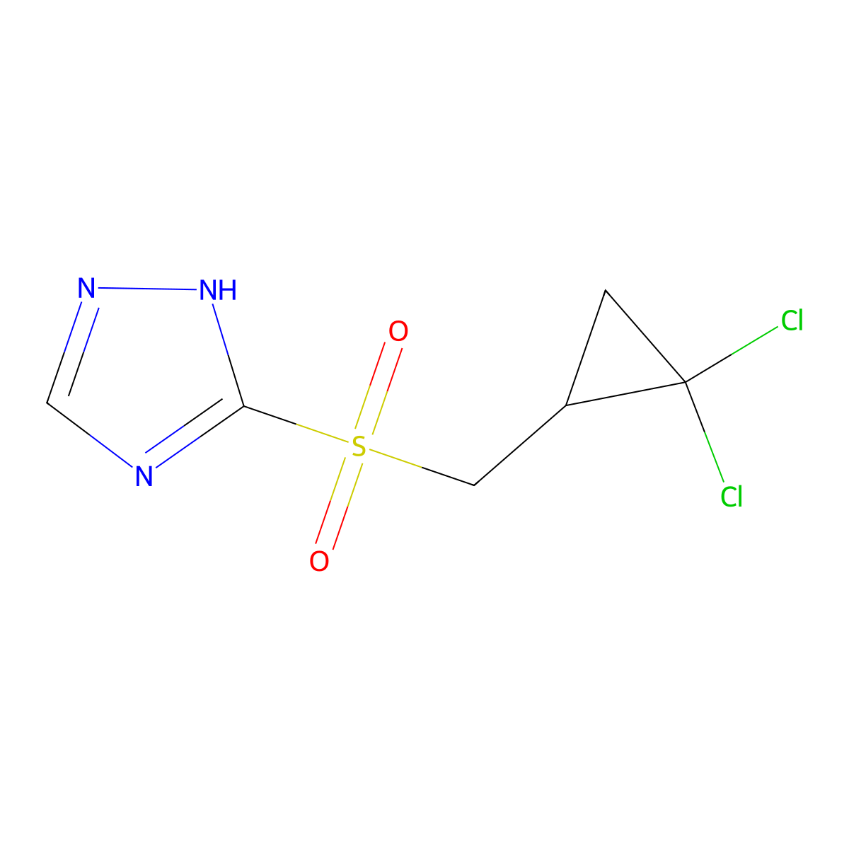 1H-1,2,4-Triazole, 3-[[(2,2-dichlorocyclopropyl)methyl]sulfonyl]- molecular structure, CAS 118151-00-1