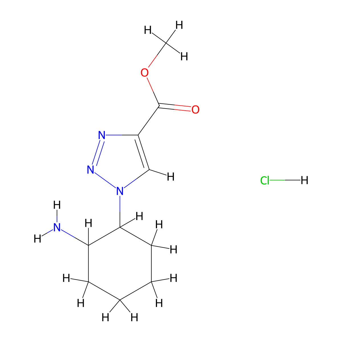 methyl 1-(2-aminocyclohexyl)-1H-1,2,3-triazole-4-carboxylate hydrochloride molecular structure, CAS 1181515-63-8