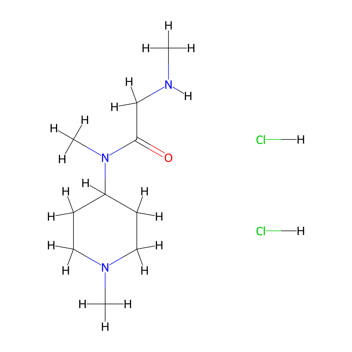 N-methyl-2-(methylamino)-N-(1-methylpiperidin-4-yl)acetamide dihydrochloride molecular structure, CAS 1181519-34-5