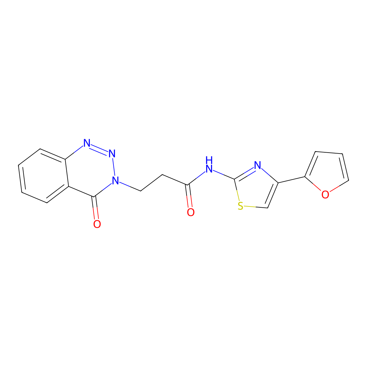 N-[4-(furan-2-yl)-1,3-thiazol-2-yl]-3-(4-oxo-3,4-dihydro-1,2,3-benzotriazin-3-yl)propanamide molecular structure, CAS 1181527-91-2