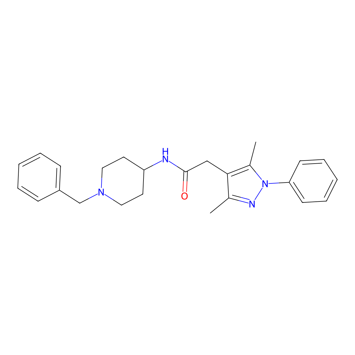 N-(1-benzylpiperidin-4-yl)-2-(3,5-dimethyl-1-phenyl-1H-pyrazol-4-yl)acetamide molecular structure, CAS 1181529-84-9