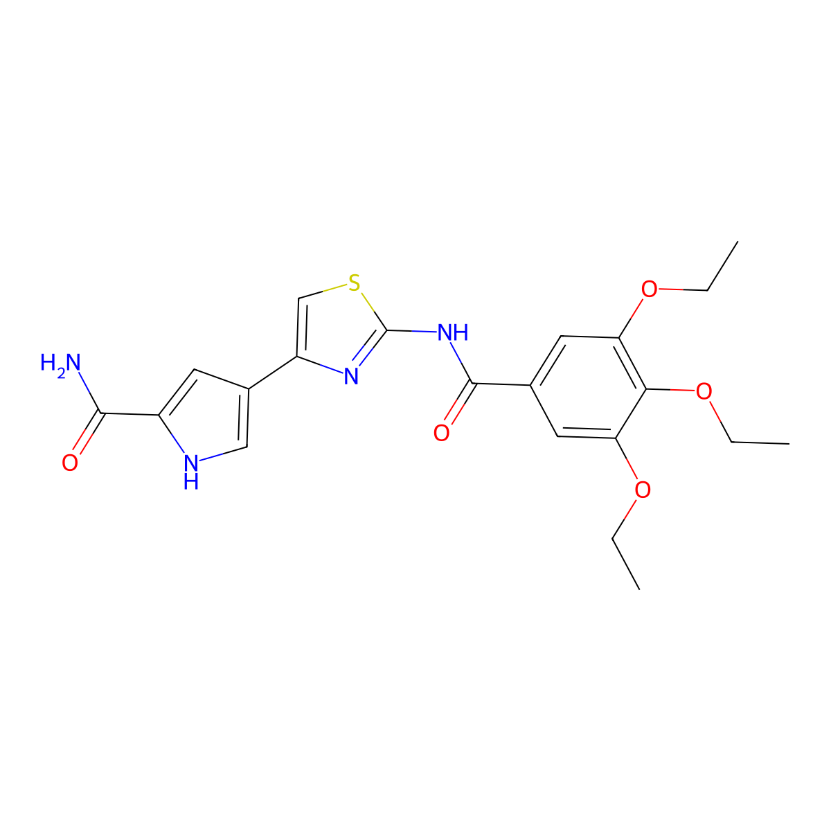 4-[2-(3,4,5-triethoxybenzamido)-1,3-thiazol-4-yl]-1H-pyrrole-2-carboxamide molecular structure, CAS 1181530-79-9
