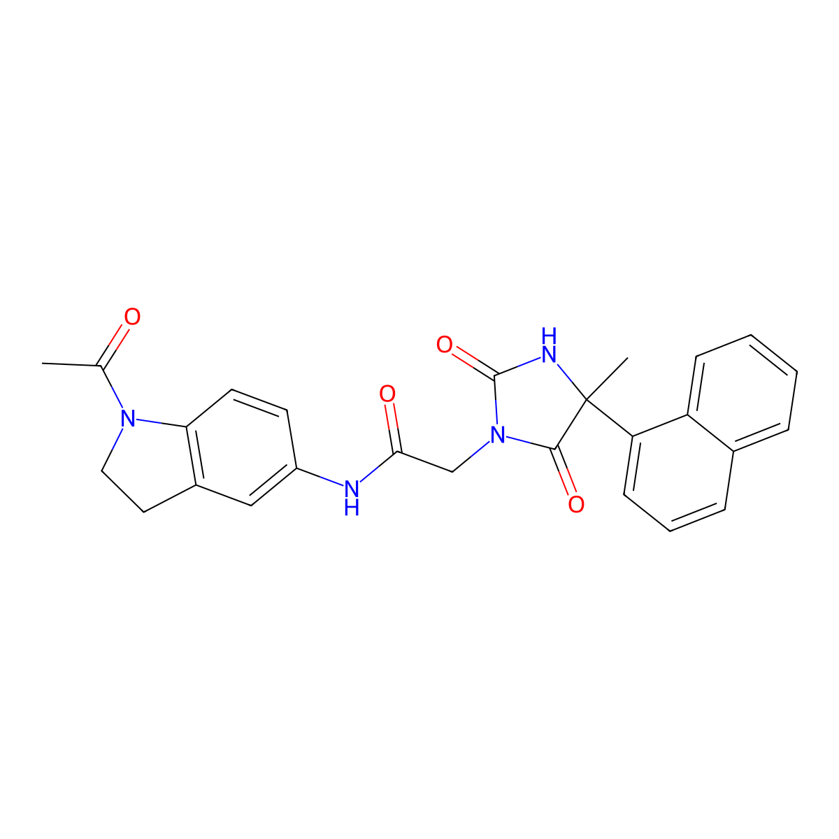 N-(1-acetyl-2,3-dihydro-1H-indol-5-yl)-2-[4-methyl-4-(naphthalen-1-yl)-2,5-dioxoimidazolidin-1-yl]acetamide molecular structure, CAS 1181531-02-1