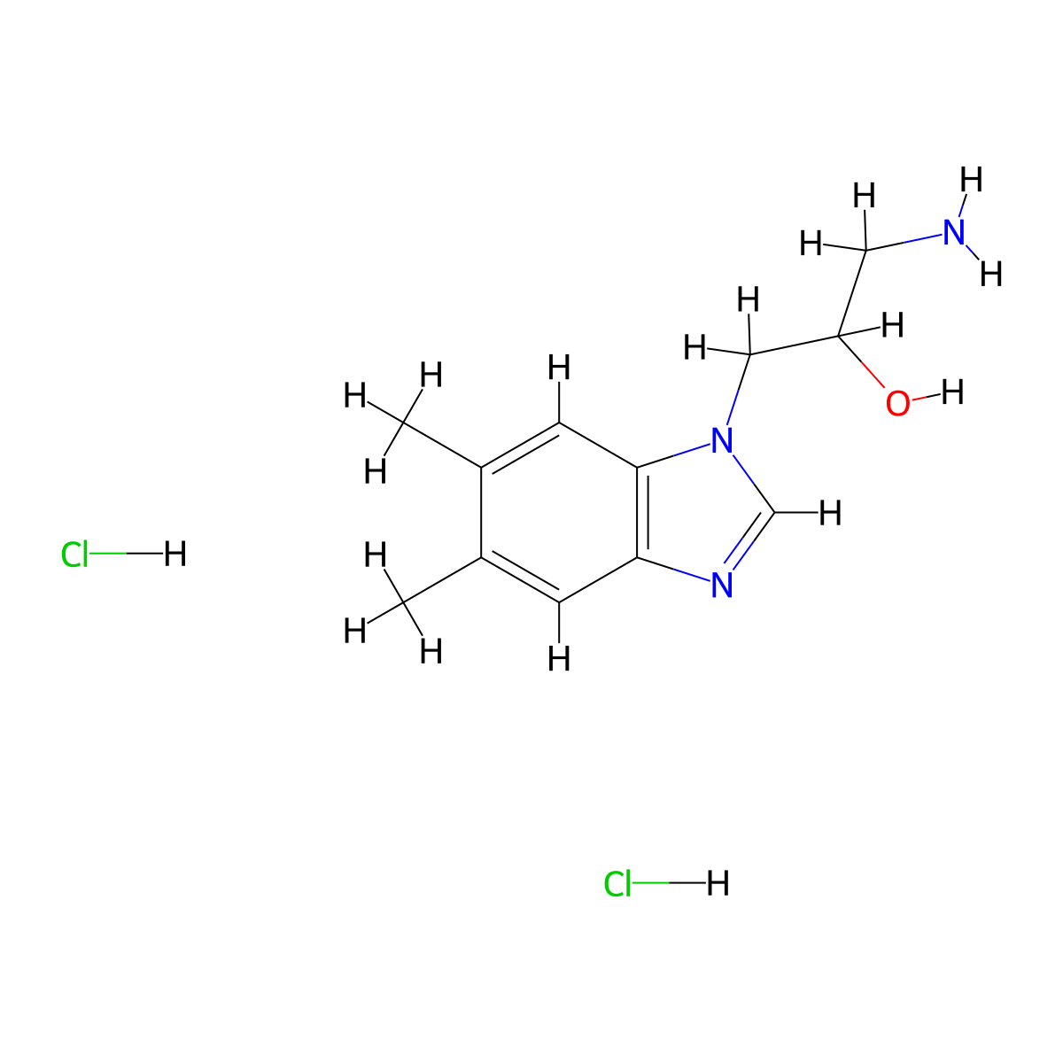 1-amino-3-(5,6-dimethyl-1H-1,3-benzodiazol-1-yl)propan-2-ol dihydrochloride molecular structure, CAS 1181536-52-6
