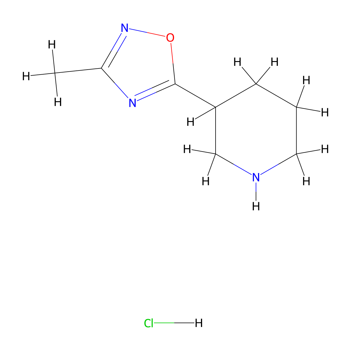 3-(3-Methyl-1,2,4-oxadiazol-5-yl)piperidine hydrochloride molecular structure, CAS 1181540-59-9