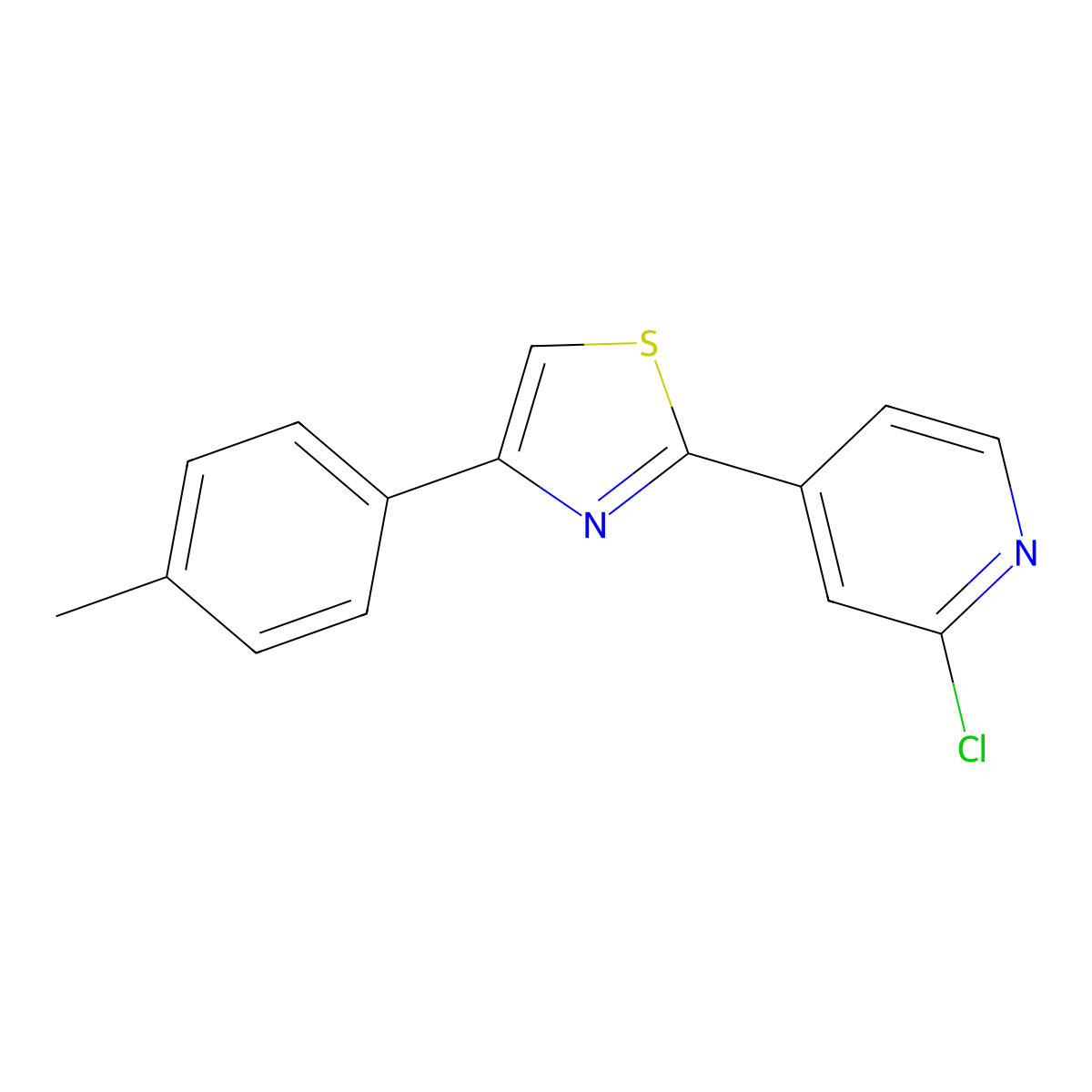 2-(2-Chloropyridin-4-yl)-4-(p-tolyl)thiazole molecular structure, CAS 1181547-19-2