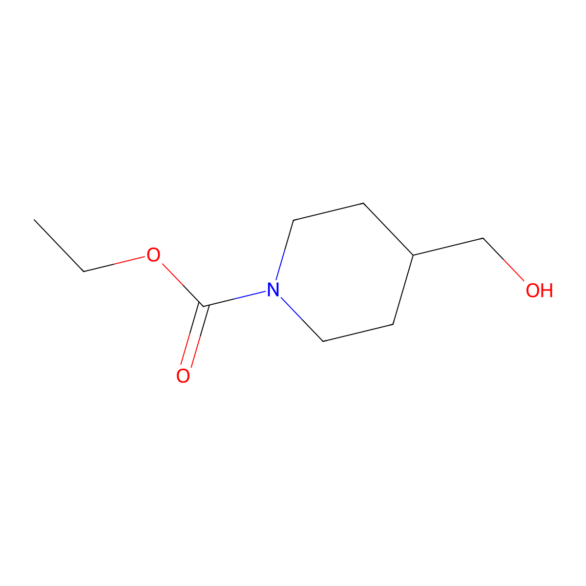 Ethyl 4-(hydroxymethyl)piperidine-1-carboxylate molecular structure, CAS 118156-56-2