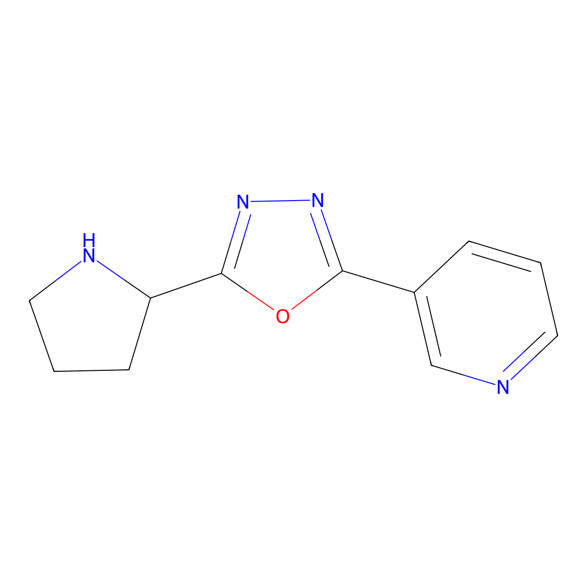 2-(Pyridin-3-yl)-5-(pyrrolidin-2-yl)-1,3,4-oxadiazole molecular structure, CAS 1181561-29-4