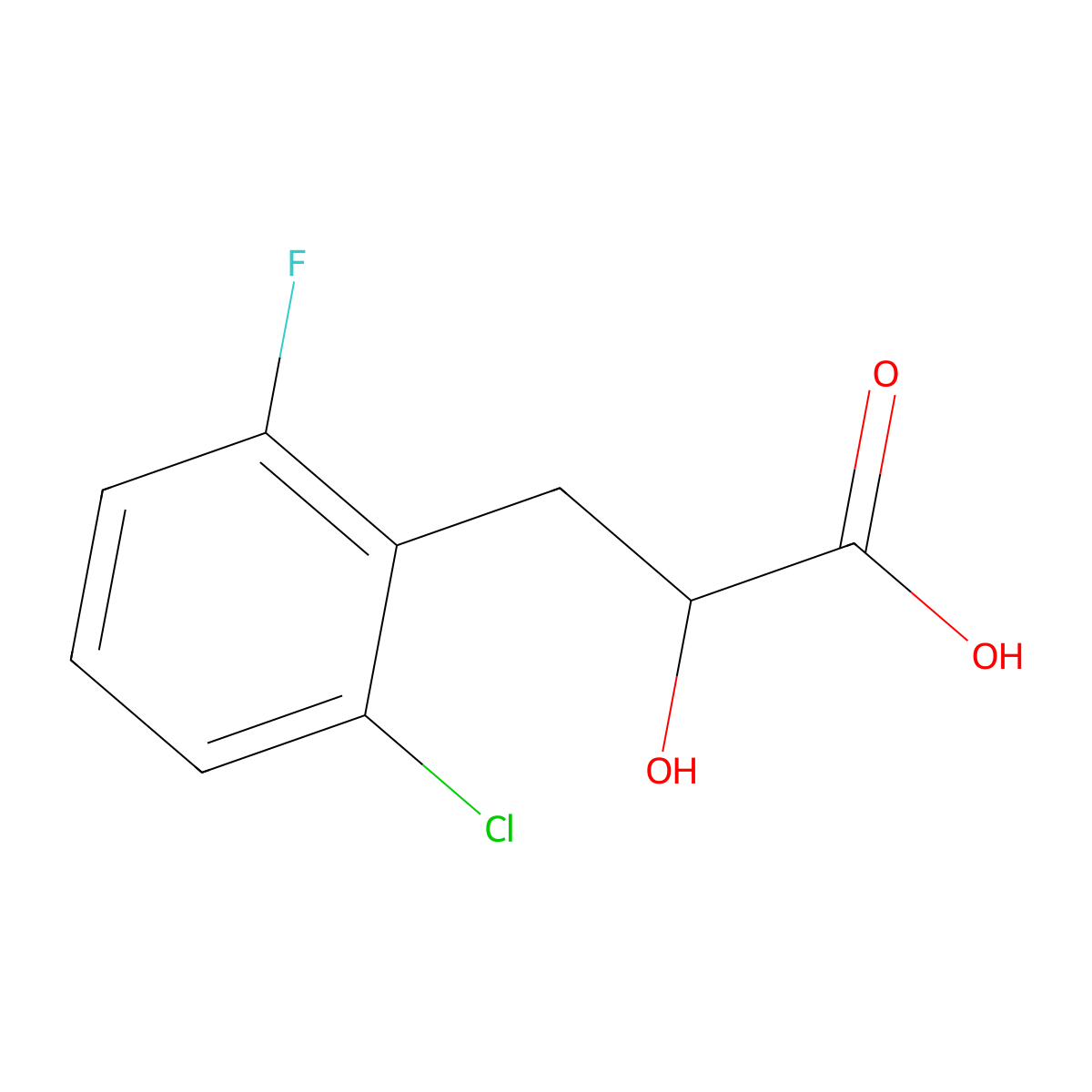 3-(2-Chloro-6-fluorophenyl)-2-hydroxypropanoic acid molecular structure, CAS 1181561-52-3