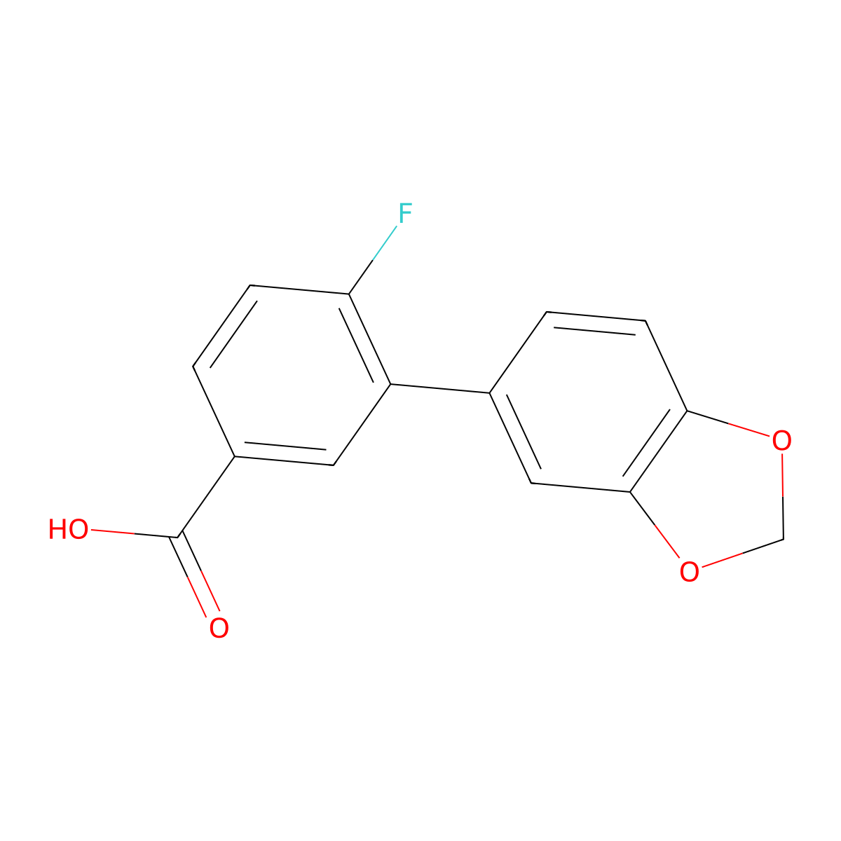 4-Fluoro-3-(3,4-methylenedioxyphenyl)benzoic acid molecular structure, CAS 1181567-13-4