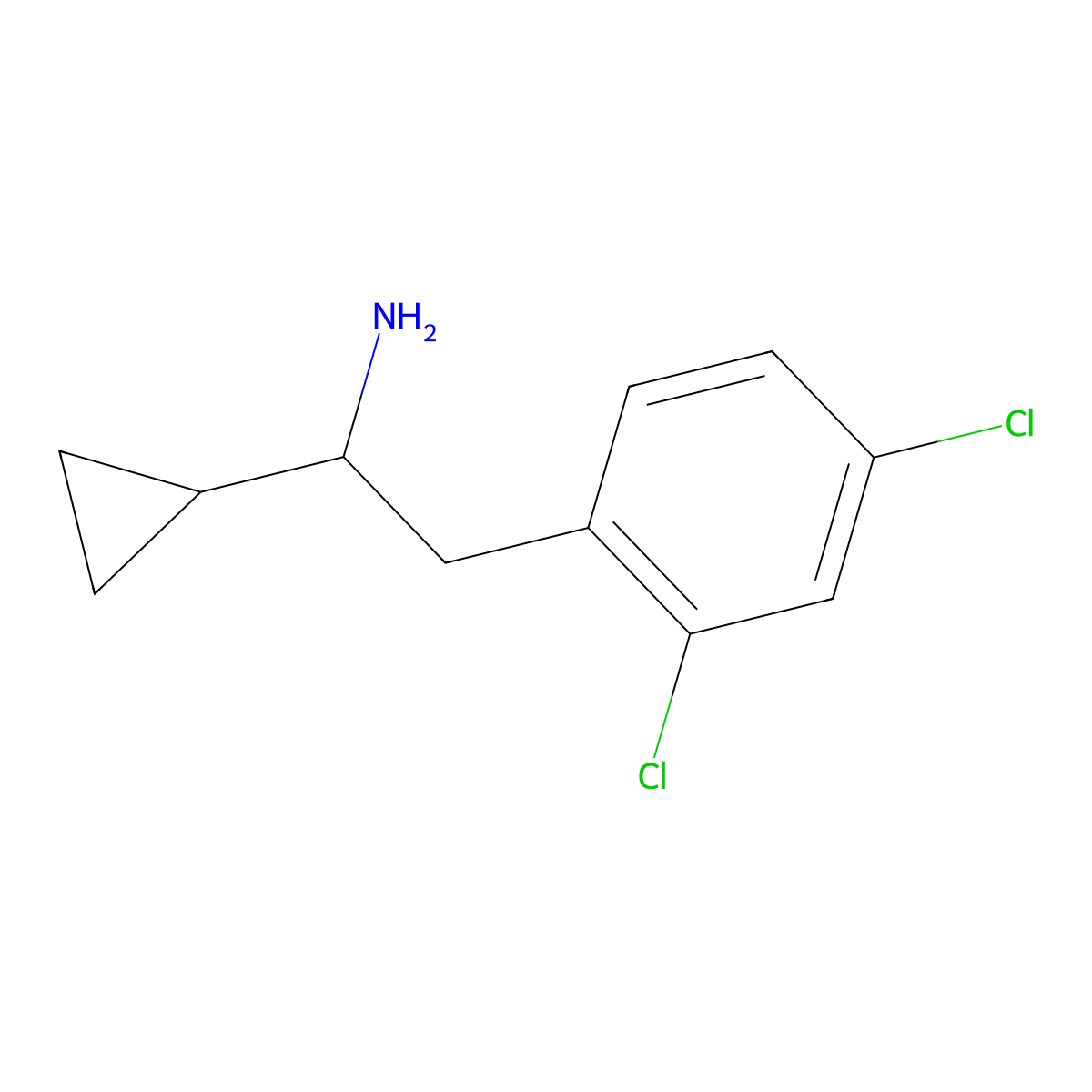 1-Cyclopropyl-2-(2,4-dichlorophenyl)ethan-1-amine molecular structure, CAS 1181569-63-0