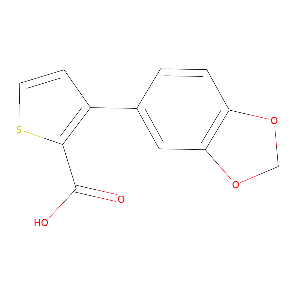3-Benzo[1,3]dioxol-5-yl-thiophene-2-carboxylic acid molecular structure, CAS 1181573-13-6