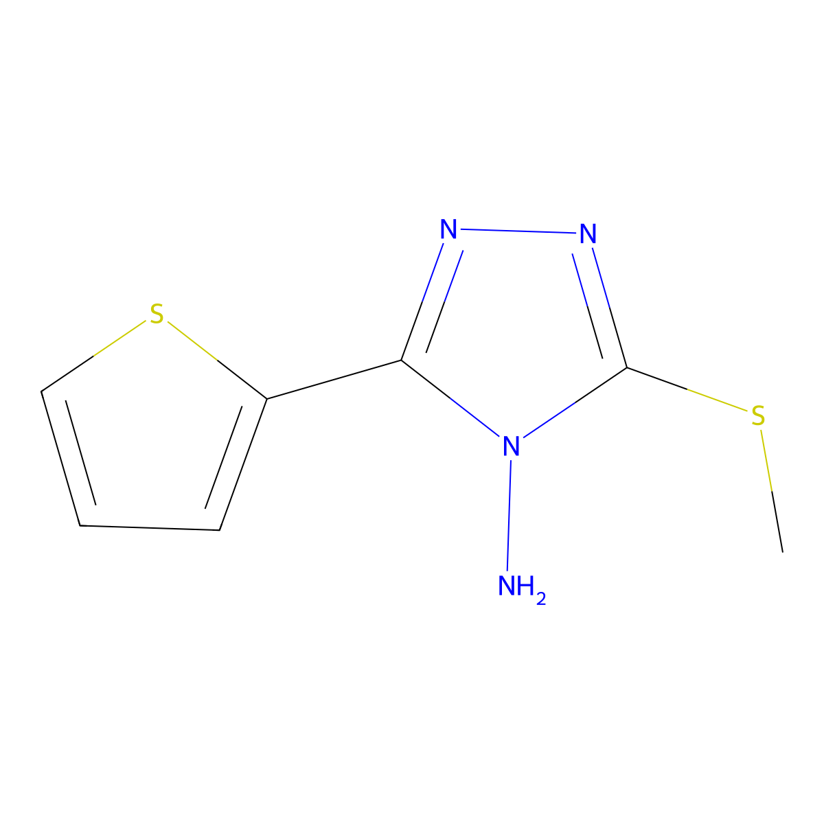 3-(methylsulfanyl)-5-(thiophen-2-yl)-4H-1,2,4-triazol-4-amine molecular structure, CAS 118158-91-1