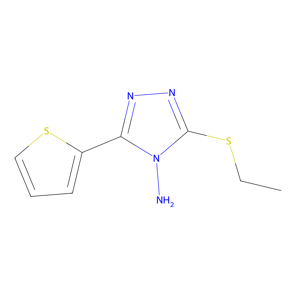 3-(Ethylthio)-5-(2-thienyl)-4H-1,2,4-triazol-4-amine molecular structure, CAS 118158-92-2