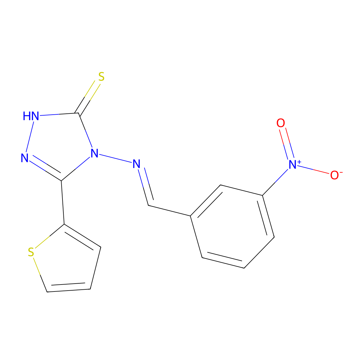 4-[(E)-[(3-nitrophenyl)methylidene]amino]-5-(thiophen-2-yl)-4H-1,2,4-triazole-3-thiol molecular structure, CAS 118159-01-6