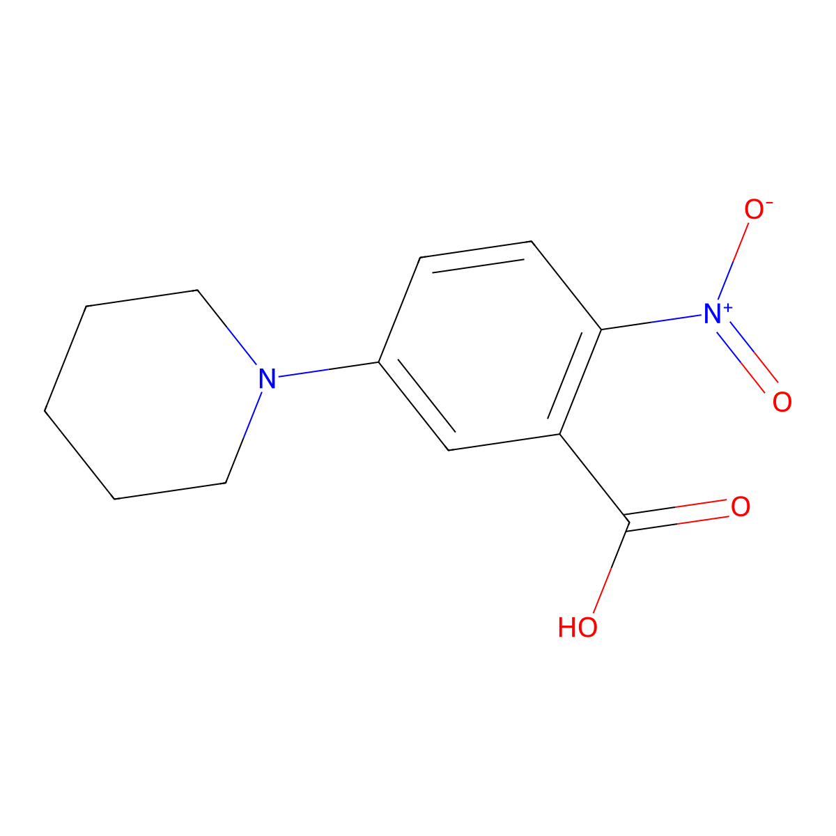 2-Nitro-5-(piperidin-1-yl)benzoic acid molecular structure, CAS 118159-39-0