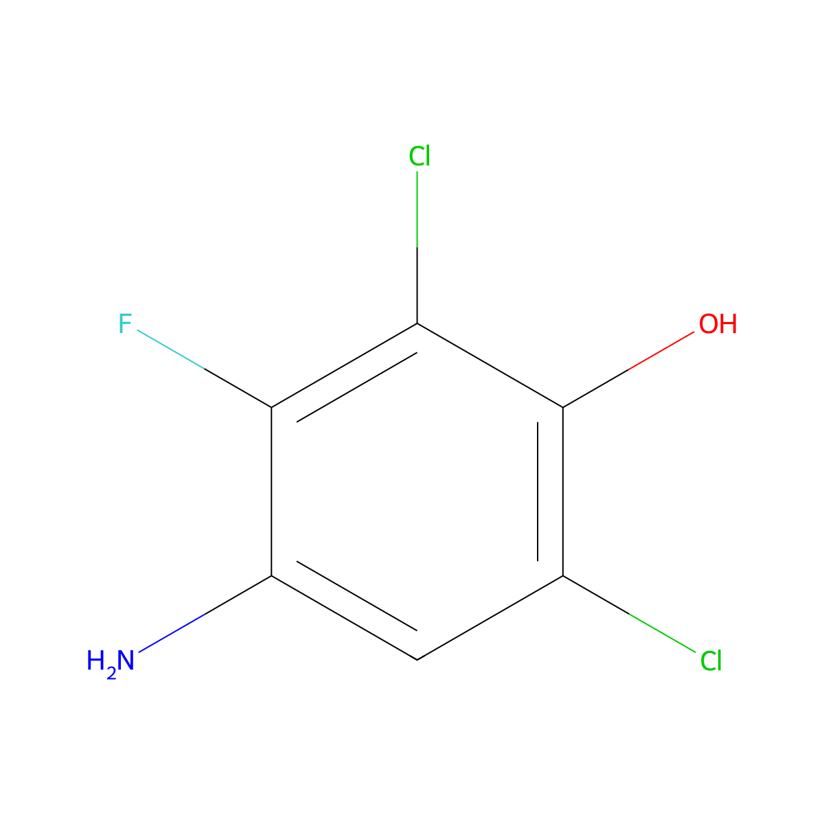4-Amino-2,6-dichloro-3-fluorophenol molecular structure, CAS 118159-53-8