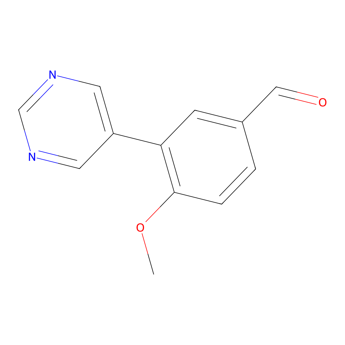4-Methoxy-3-(pyrimidin-5-yl)benzaldehyde molecular structure, CAS 1181592-21-1