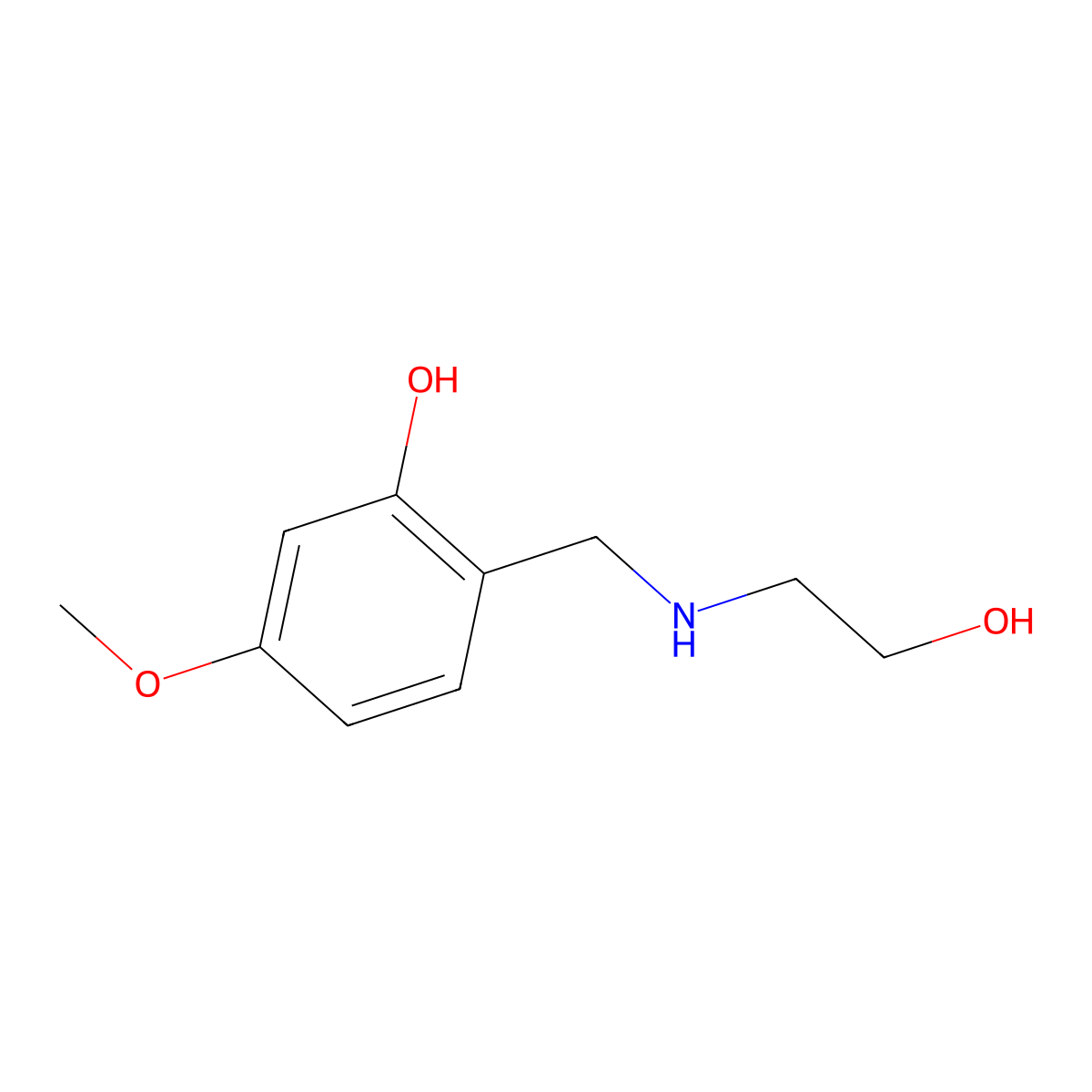 2-{[(2-Hydroxyethyl)amino]methyl}-5-methoxyphenol molecular structure, CAS 1181599-20-1