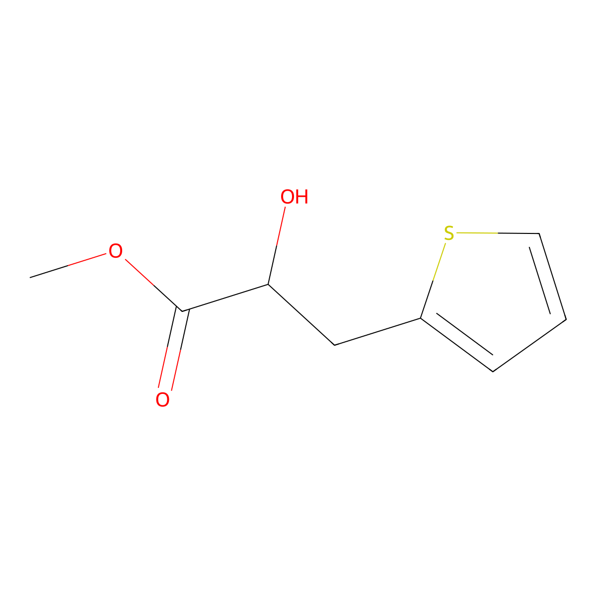 Methyl 2-hydroxy-3-(thiophen-2-yl)propanoate molecular structure, CAS 1181600-87-2