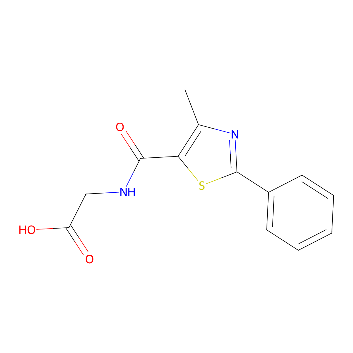 N-[(4-methyl-2-phenyl-1,3-thiazol-5-yl)carbonyl]glycine molecular structure, CAS 1181602-19-6