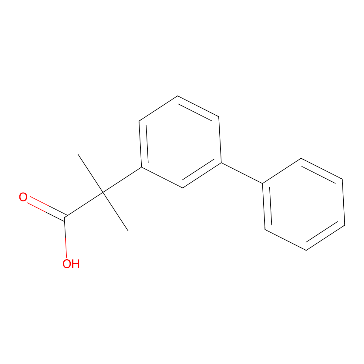 2-Methyl-2-(3-phenylphenyl)propanoic acid molecular structure, CAS 1181608-88-7