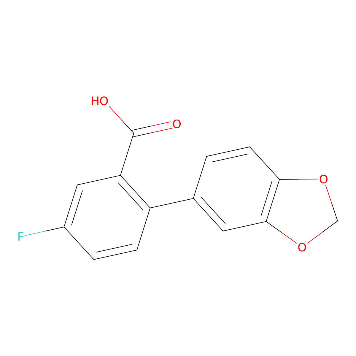 5-Fluoro-2-(3,4-methylenedioxyphenyl)benzoic acid molecular structure, CAS 1181609-18-6