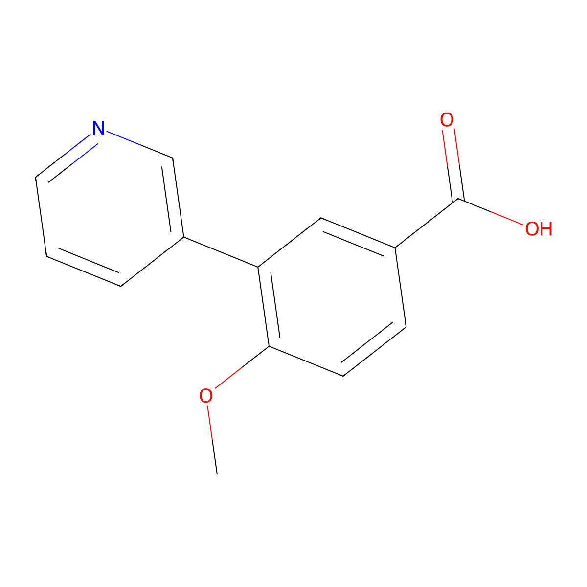 4-Methoxy-3-(pyridin-3-yl)benzoic acid molecular structure, CAS 1181621-40-8