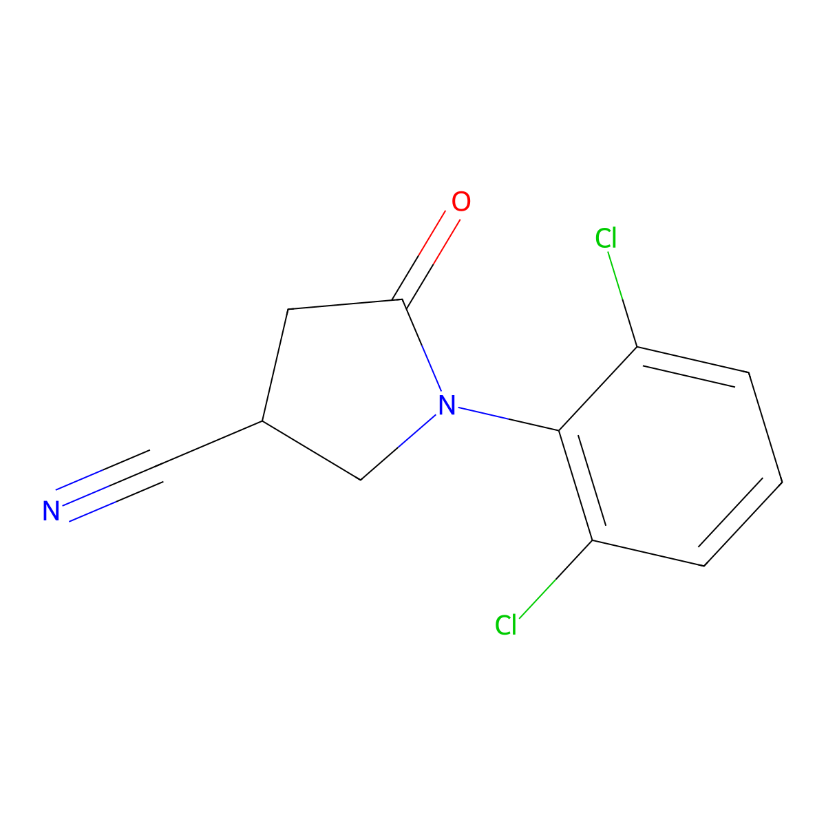 1-(2,6-Dichlorophenyl)-5-oxopyrrolidine-3-carbonitrile molecular structure, CAS 1181623-64-2